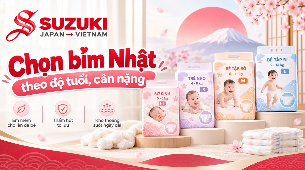 Chọn bỉm Nhật theo độ tuổi, cân nặng