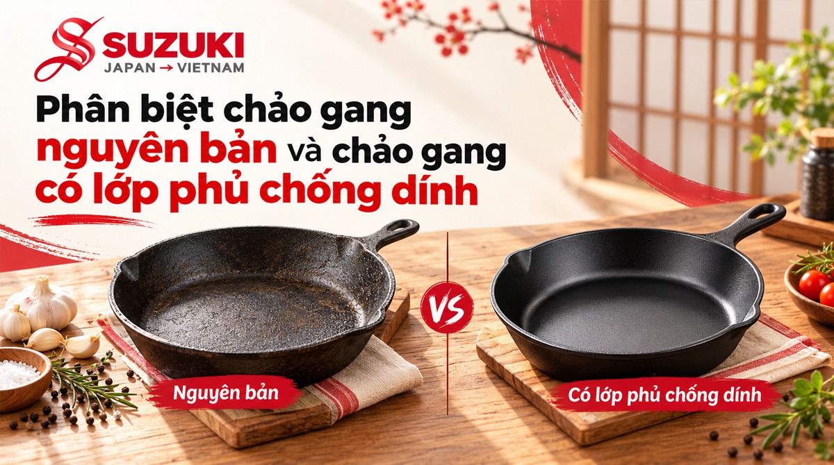 Phân biệt chảo gang nguyên bản và chảo gang có lớp phủ chống dính